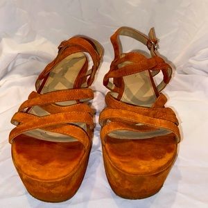 Platform strappy orange sandal